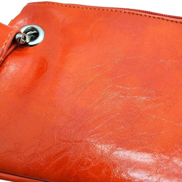 Treska Orange Clutch Bag Vegan Leather Wristlet Zipper Pockets Small Purse Case - Picture 4 of 10